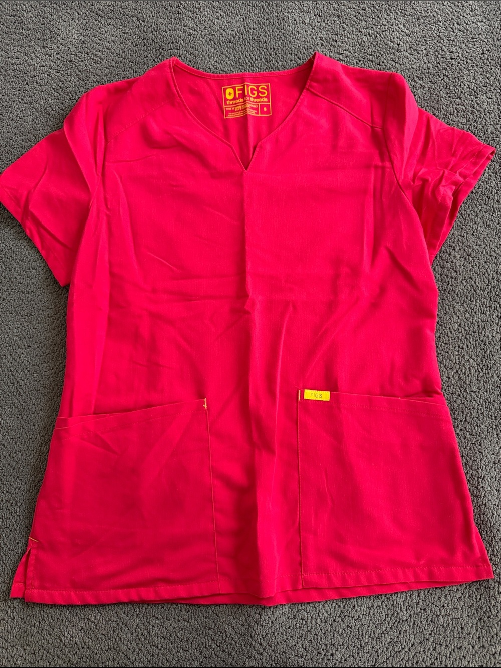 FIGS Fuchsia V-Neck Scrub Top